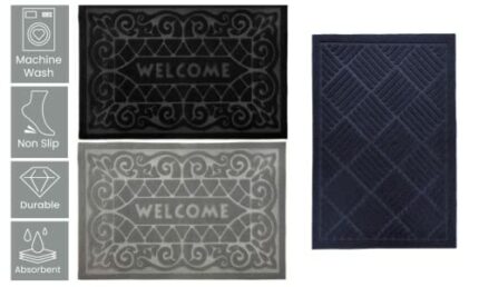 Door Mats Indoor Washable Thin Entrance Rug Floor Mat Trapper Mud Mats Non Slip 60x40cm Kitchen Runner Rubber Outside Doormats Absorbent Shoe Scr