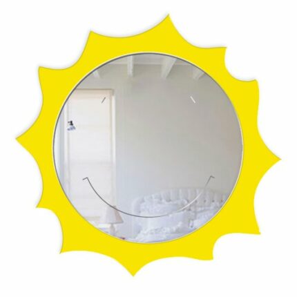 Mungai Mirrors 15cm Happy Sun Acrylic Mirror, silver, 0033