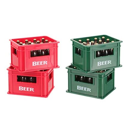 LOGOFUN 4 Pcs Dollhouse Wine Crate Miniature Beer Bottle Model Plastic Wine Basket Wine Bottles Dollhouse Kitchen Accessories Decoration