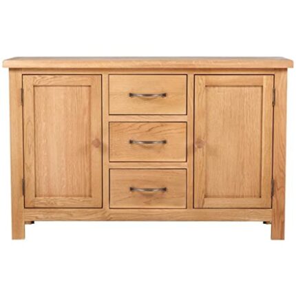 WALNUT Sideboards and Buffets Cabinet with Storage Decor with 3 Drawers Solid Oak Wood 43.3"x13.2"x27.6"