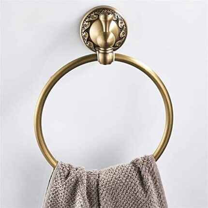 RAKUTE European Antique Brass Towel Ring, Retro Towel Rack, Hardware Pendant, Wall Mounted Hanging Rack for Toilet Bathroom Kitchen Bathroom Ring