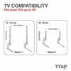 TTAP Universal Height Adjustable Table Top Pedestal TV Stand Metal Legs/TV Feet/Suitable for TV’s Ranging From 20”- 70” / Supports up to 40 Kgs