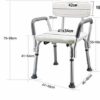 Bath Stools,Shower Stool Bath Seat Lightweight Aluminum Bath Chair with Armrests and Backrest Non-Slip Adjustable Height Elderly People with Disa