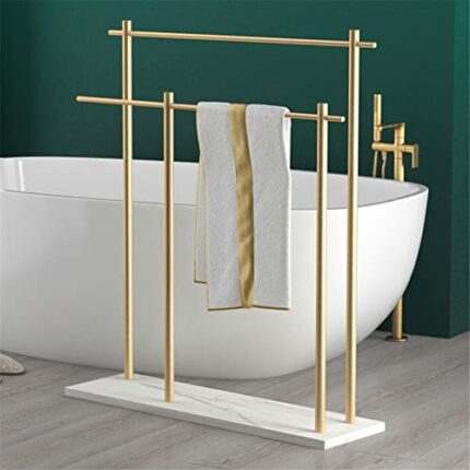 RSOCHS Floor Stand Rack Black And White Marble Towel Rack Floor Towel Hanging Pole Bathroom Towel Storage Rack Drying Rack (Color : D, Size : 71x