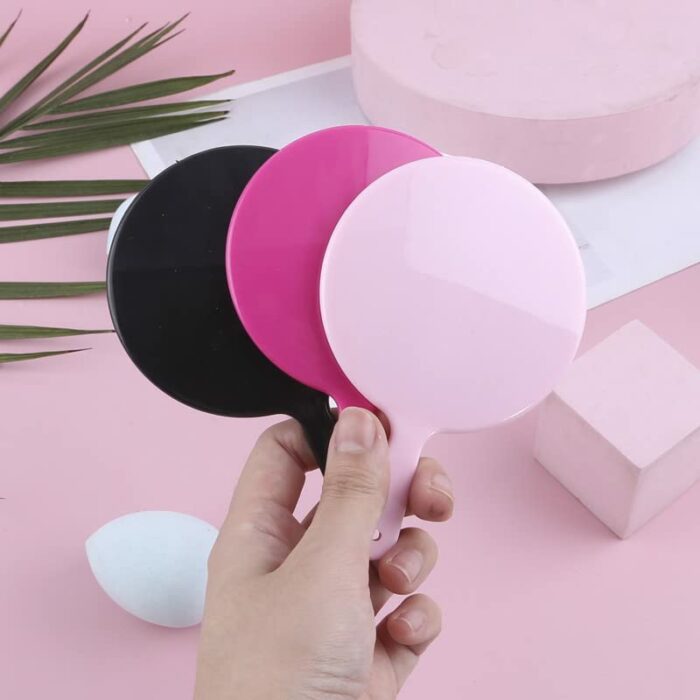 lasenersm 3 Pieces Small Hand Mirror with Handle Portable Makeup Mirror Round Cosmetic Mirror Travel Makeup Mirror Cute Hand Mirror Handheld Mirr