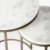 ASPECT Hiba Nest of Tables Metal Bases, White Marble/Gold, 40 Dia x 55(H) cm/ 30.5 Dia x 50.5(H) cm