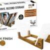 Vinyl Buddy, Vinyl Record Storage for 50 LPs, Made from Natural Wood with Two Acrylic End Panels (Teak Finish)