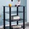 Ttap HiFi/Audio Rack/TV Stand and Entertainment Media Unit / 600mm Wide with 4 Black Glass Shelves