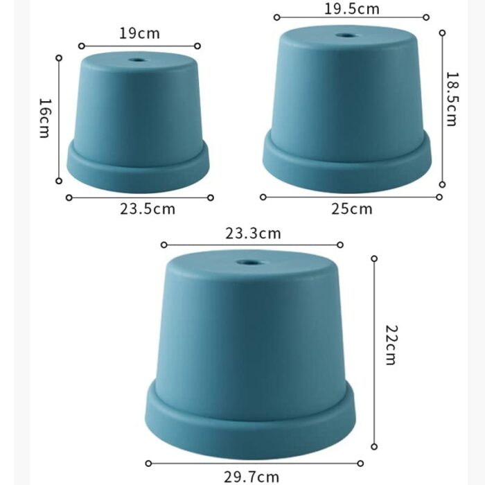 LUKEO Household Small Stool Thickened Solid Bathroom Bath Stool Stool Shoe Stool Adult Portable Round Stool (Color : Argento, Size : 23.5-19-16cm