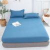 Breathable Lux Bed Sets Solid Color Brushed Mattress Topper, Bedroom Hotel Homestay Aloe Cotton Single Double Bed Sheet Grey 180x200cm
