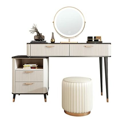 BVDSG Lighting Rock Slate Dresser Storage Cabinet Bedroom Furniture Scandinavian Dresser with Lighting