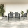 vidaXL Garden Dining Set 7 Piece, Table and Chair for Patio Terrace, Outdoor Dining Set with Table, Lounge Set, Black Steel and Textilene