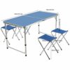 WJIN Outdoor Table, Outdoor Portable Foldable Camping Picnic Dining Table Set with 4 Chairs
