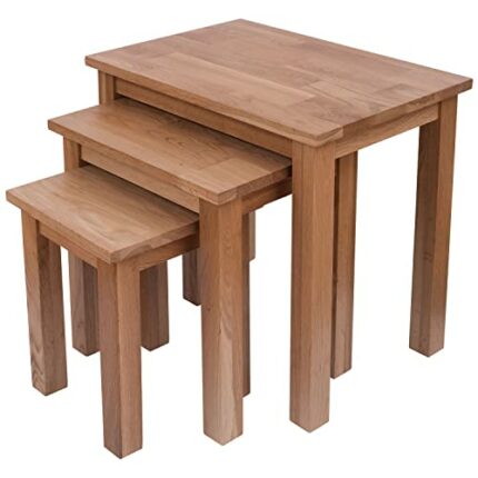 ARPHASLE Solid Wood Nesting Tables Set Of 3 Easy Assembly Nest Of Tables Living Room BedRoom (Natural Wood Color)