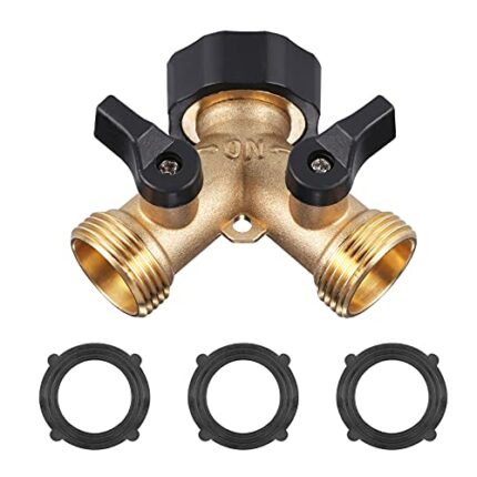 Zocipro Hose Splitter 2 Way, 3/4" Y Valve Garden Hose Connector Garden Brass Manifold, Washing Machine Y Piece for Outdoor, Garden, Courtyard, La