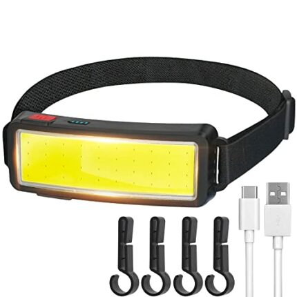 DBSOOSC LED Headlamp Head Light, Head Lamps USB Rechargeable COB Super Bright Lightweight Waterproof Torch - Work Light for Helmet - Car Maintena