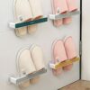 BESPORTBLE 3pcs Shoes Rack Wall Mounted Slipper Rack Door Back Shoes Holder Shoes Hangers Slipper Storage Organizer for Home Bathroom Grey