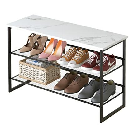 Garden 4 you Shoes Rack White Marble (3 Tiers 25.2 in)
