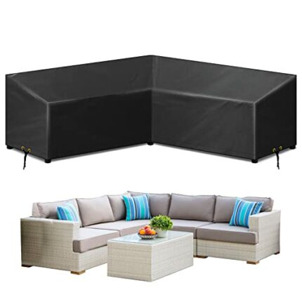 RICHIE V-Shape Garden Furniture Covers Waterproof, L Shape Garden Sofa Covers Windproof, Anti-UV, 420D Heavy Duty Oxford Fabric Outdoor Patio Rat