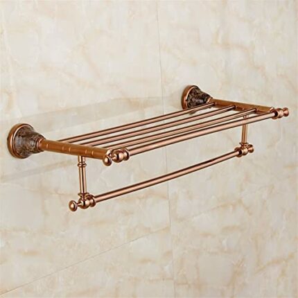 HIGOH Towel Racks,Bathroom Towel Rack Wall Mounted Towel Holder,Bath Hardware Brass Jade Towel Rack,Bath Shelf,Towel Holder,Wall Nail Punched