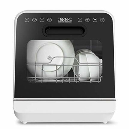 KKYKP Dishwasher Household Small Desktop Does Not Need to Install 6 Sets of Automatic Water Inlet Brush Bowl Machine, Suitable for Various Kitche