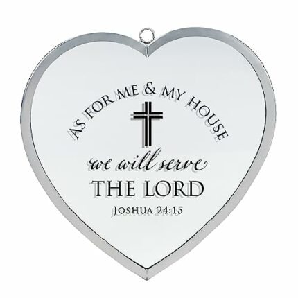 Dicksons Elanze Designs As for Me and My House Heart Shaped Silver 10 x 10 Metal and Glass Wall Mounted Mirror
