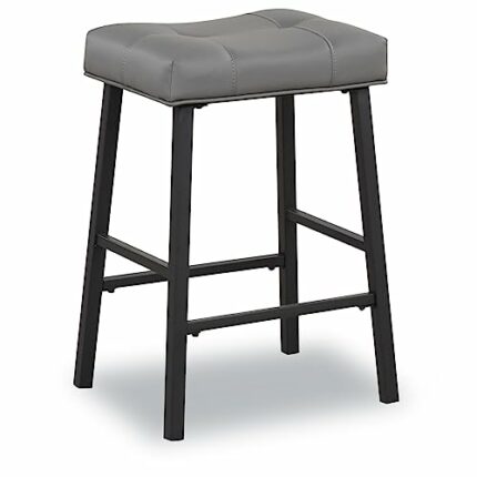 KAIRUITUCH Bar Stools Bar Chairs PU Leather Upholstered Breakfast Stools Easy Assembly Suitable for Kitchen, Bar, Dining Room, KR302PDG1