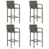 vidaXL Outdoor Bar Set 5 Piece Garden Dining Set Garden Bar Outdoor Furniture Set Garden Table and Chairs Bistro with Armrest Poly Rattan Grey