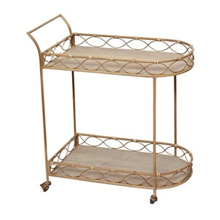 QUANJJ Homestay Dormitory Rattan Kitchen Island Simple Restaurant Balcony Double Layer Cart Coffee Shop Storage Trolley