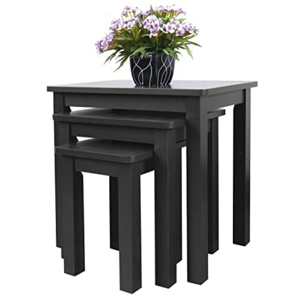 AERATI Nest of Tables Set of 3 Nesting Coffee Tables Solid Wood legs Side End Lamp Tables Bedside Tables for Living Room