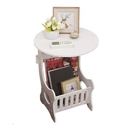 VONGLYHOO Small Side Table with Storage Shelf Table White Nightstand End Table Small Bedside Table for Bedroom Living Room Decor Side End Table N
