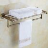 Vintage Double Layer Towel Bar Wall Mounted Towel Holder Rack Rail Stainless Steel Bathroom Accessories Towel Holder Retro Antique Shower Towel S