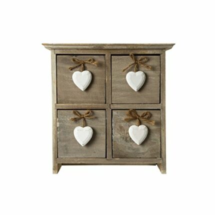Chic & Shabby Wooden 4 Drawer Cabinet Storage Chest White Hanging Hearts Handles