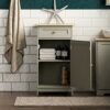 Bath Vida Priano Bathroom Cupboard 1 Door 1 Drawer Floor Standing Cabinet Drawer Unit Storage, Grey