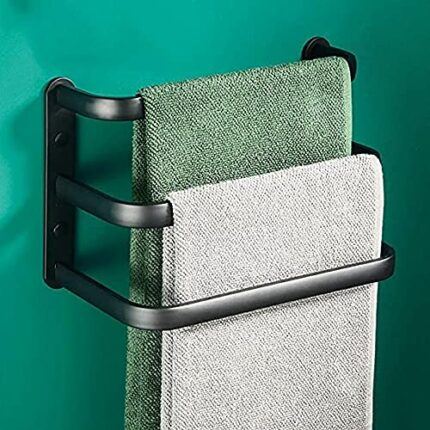 HIGOH Towel Rack Simple Shelf,Stainless Steel Metal Towel Bar,Wall-Mounted Towel Holder Organizer Towel Shelf Storage Rail for Bathroom Kitchen/D
