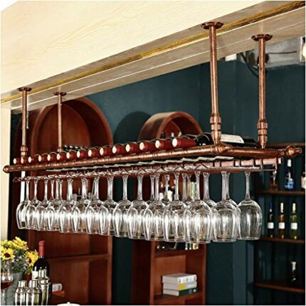 Stylish Simplicity Down Wine Rack, Retro Wrought Iron Wine Rack, Goblet Rack Home, Restaurant Kitchen Bar Decoration Floating Wine Rack Adjustabl