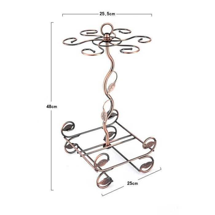 LUKEO European Double Bottle 6Cups Wind Rack Leaf G-Shaped Cup Holder Goblet Wine Storage Basket Bar Family Wine Tools