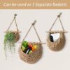 WQSS AOEIU Hanging Fruit Basket, Handmade 3-Tier Jute Woven Wall Basket, BOHO Kitchen Wall Decor for Organizing, Storage Basket for Kitchen Livin