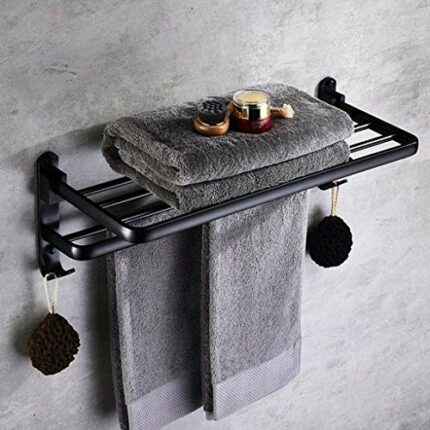 RSOCHS Bathroom Towel Rack/Shelf Hanger Wall Mount,SUS 304 Stainless Steel Matte Black