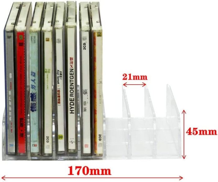 Pmsanzay DVD Storage Box - Clear Acrylic - Stackable DVD and CD Holder, CD Display Rack CD Organizer Stand - Holds up to 14 Standard CD Cases for