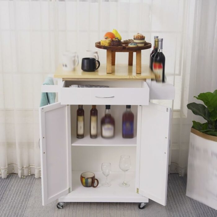 BHVXW Furniture Storage Cabinet Mobile Double Door Kitchen Cabinet with Spice Rack and Towel Counter Organizer