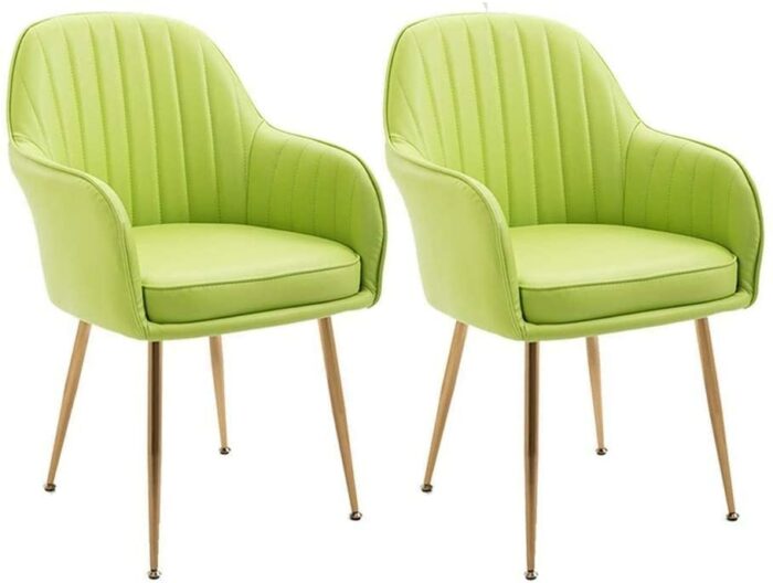 dining chair Kitchen Dining Chairs Set Office Business Chairs, 2 Piece Upholstered Dining Chairs Armchair Kitchen Chair PU Leather Seat Gold Meta
