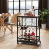 CNAOHGHN Serving Trolley Kitchen Trolley Cart, Wine Rack Storage Shelf, Lockable Wheels Wine Rack Cabinet for Home Bar Furniture