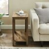 Walker Edison Modern Farmhouse A-Frame Wood Rectangle Side Table Living Room Small End Accent Table 13 Inch, Reclaimed Barnwood