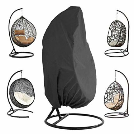 AMSAMOTION Egg Chair Cover, Patio Hanging Chair Cover - Waterproof Outdoor Hanging with Durable Hem Cord, 210D Oxford Wicker Egg Swing Chair Cove