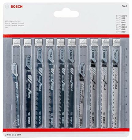 Bosch Professional 10-Piece Jigsaw Blades Set (for Wood, Accessories for Jigsaws with T-Shank)