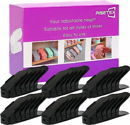RISETEX Shoe Slots Organizer 36 Pack,Shoe Organizer for Closet,Shoe Stacker Increase Space by 200%,Adjustable 4 Level Shoe Space Savers,Double De