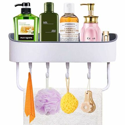 Shower Caddy, Self Adhesive Wall Mounted Shower Organiser, Shampoo Toiletries Shelves Shelf Organizer Spices Storage Basket Soap Holder Tray with