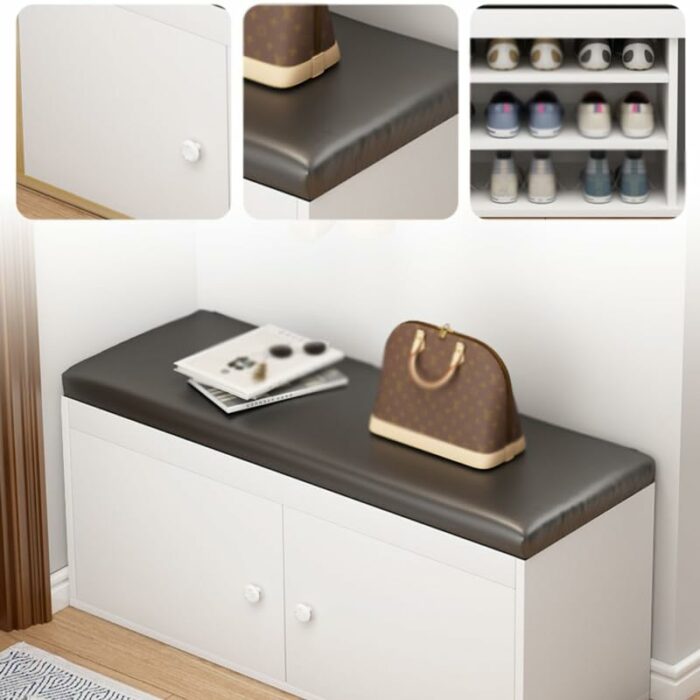 ZCMEB Organized Shoe Cabinet Entrance Hall Shoe Rack Hallway Wooden Bench Storage Bench With Seating Furniture