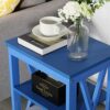 VECELO End Side Table with Storage Shelf, Nightstands for Living Room, Bedroom, Wood, Blue, X-Design Furniture